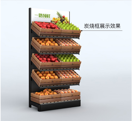 4 Tiers Supermarket Fruit And Vegetable Rack 7x3ft Size 50Kg Capacity